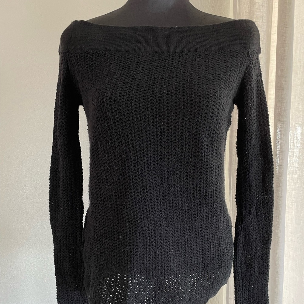 WLO3464 JAMES PERSE Mesh Knit off the shoulder Sweater
